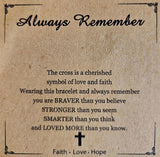 "Always Remember" Beaded Cross Bracelet