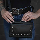Ladies Cowhide Leather Clip-On Bag