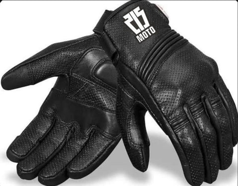 215 Perforated Moto Sport Leather Glove Black