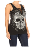 Women’s BLACK Baroque Skull Graphic Tank Top