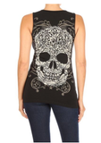 Women’s BLACK Baroque Skull Graphic Tank Top