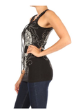 2225 BLACK Baroque Skull Graphic Tank Top