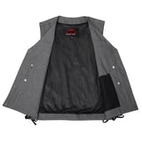 Men's Rough Rub-Off Raw Finish Broken Gray Denim Vest