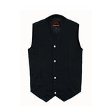 Men's Traditional Motorcycle Denim Vest with Plain Sides