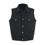 Snap Front Men's Denim Motorcycle Vest  - Black
