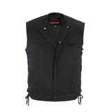 Men's Upgraded All-Black Denim Motorcycle Vest – Smart Access Pockets