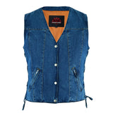 Women's Single Back Panel Concealed Carry Denim Vest - Blue
