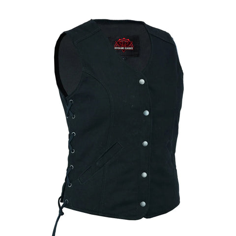 Women's Denim Longer Body ¾ Vest - Side Laces