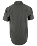 Performance Tech Gun Metal Hybrid Button Up Shirt (Hidden Snap Collars)