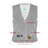 Women's Rough Rub-Off Raw Finish Broken Gray Denim Vest