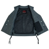 Women's Rough Rub-Off Raw Finish Broken Gray Denim Vest