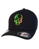 Black Flexfit Never Fade Two-Tone Skull Fitted Cap
