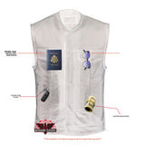 Men's Black Leather Motorcycle Vest with Upgraded Style