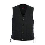 Men's Black Denim Motorcycle Vest – Single Panel Back