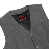 Men's Rough Rub-Off Raw Finish Broken Gray Denim Vest