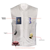 Men's Black Leather Motorcycle Vest with Upgraded Style