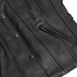 Ella Women's leather motorcycle vest -  Black