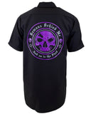 SHORT SLEEVE Men's Embroidered Shop Shirt - Purple Logo