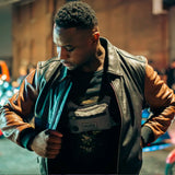 Moto Bomber Two Tone Men's Leather Jacket