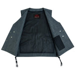 Men's Rough Rub-Off Raw Finish Broken Gray Denim Vest