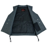 Men's Rough Rub-Off Raw Finish Broken Gray Denim Vest