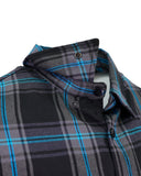 The "Redemption" Flannel - Teal, Black & Gray (Hidden Snap Collar)