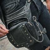Gray Ladies Leather Thigh Bag