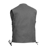Men's Rough Rub-Off Raw Finish Broken Gray Denim Vest