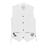 Men's Traditional Denim Motorcycle Vest with Side Laces – Smart Access Pockets