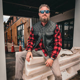 Black Diamond  - Mens Premium Leather Diamond Stitch Club Vest
