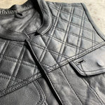Black Diamond  - Mens Premium Leather Diamond Stitch Club Vest