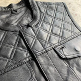 Black Diamond  - Mens Premium Leather Diamond Stitch Club Vest