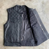 Black Diamond  - Mens Premium Leather Diamond Stitch Club Vest
