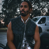 Black Diamond - Men's Club style Leather Motorcycle Vest