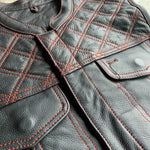 Red Diamond - Mens Premium Leather Diamond Stitch Club Vest