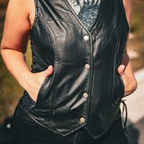 Beth - Women's Premium Lambskin Leather Motorcycle Vest