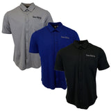 Micro-Perforated, Stretch Embroidered Button-Up