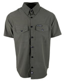 Performance Tech Gun Metal Hybrid Button Up Shirt (Hidden Snap Collars)