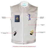 Men's Leather-Denim Combo Motorcycle  Vest - No Collar