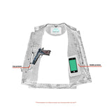 Mens Blue Denim Motorcycle Vest with Concealed Snaps & Zipper