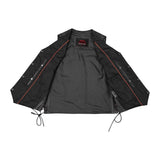 Men's Traditional Leather side lacing Vest - Black