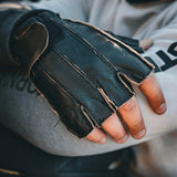 Handcraft - Men's Leather Motorcycle Fingerless Gloves