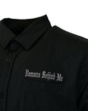 Micro-Perforated, Stretch Embroidered Button-Up