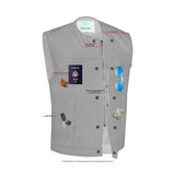Mens Black Denim Motorcycle Vest with Concealed Snaps & Zipper