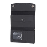Black Trifold Long Chain Biker Leather Wallet