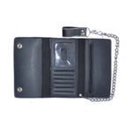Black Snap Closure Biker Leather Wallet