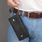Black Snap Closure Biker Leather Wallet