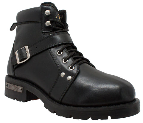 9143 Men's YKK Zipper Biker Boot-Black