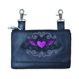 Pink Heart Themed Cowhide Clip-On Bag