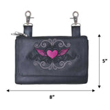 Pink Heart Themed Cowhide Clip-On Bag